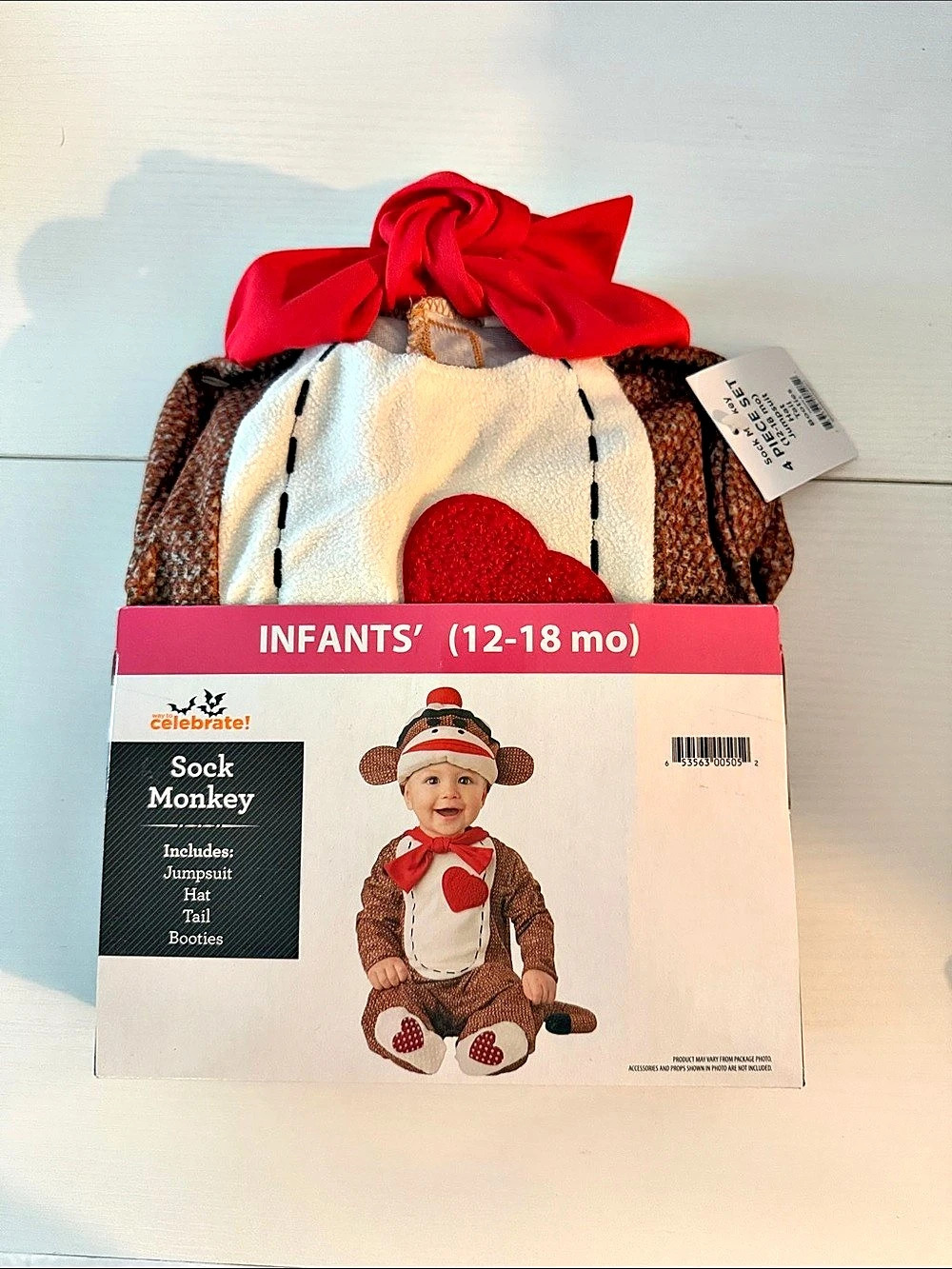 celebrate! Sock Monkey! Costume Baby 12-18M NWT